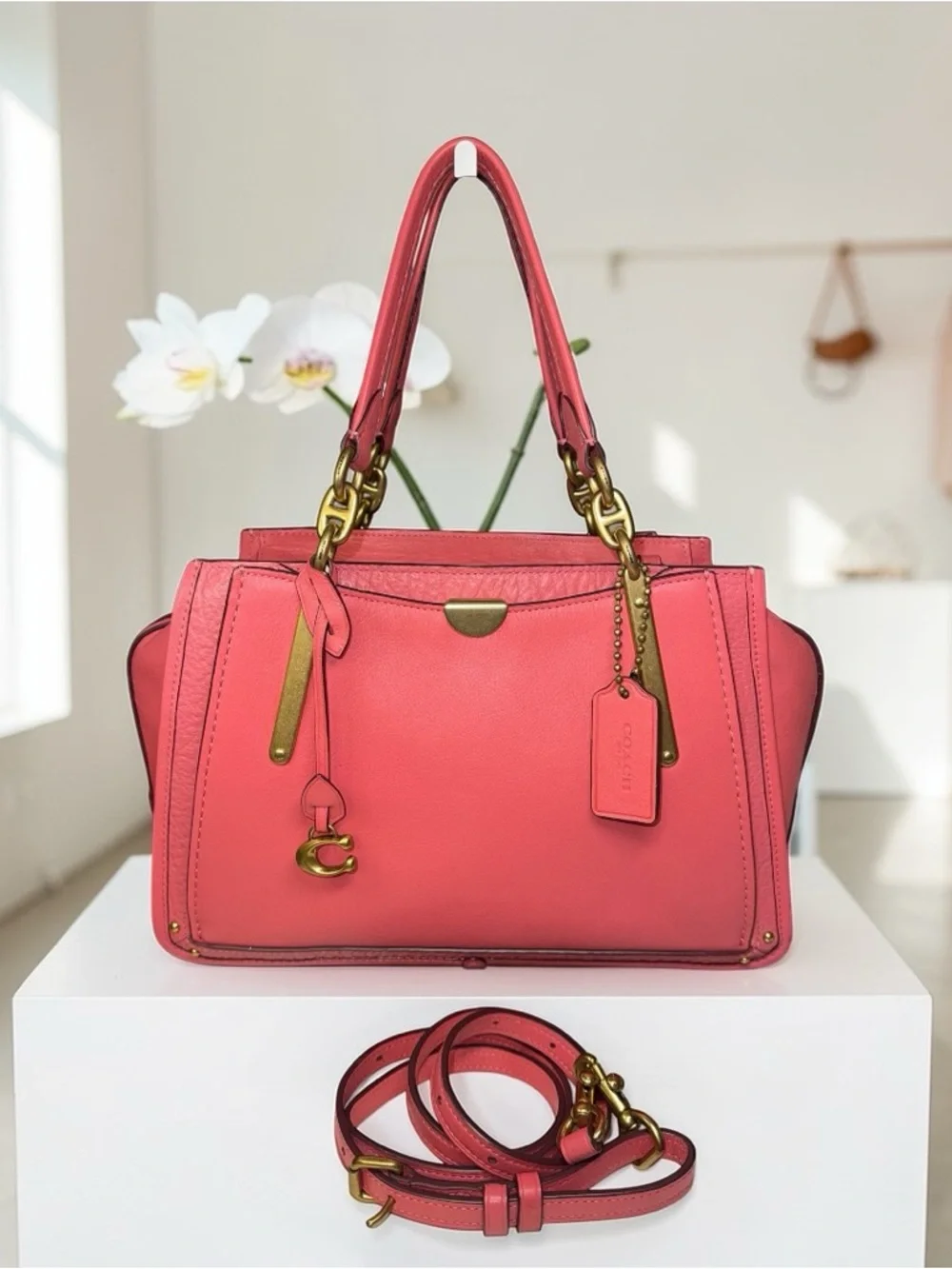 💕 Coach Dreamer 27 Orchid Pink Leather Satchel Crossbody Gold Hardware ✨ - Picture 2 of 15